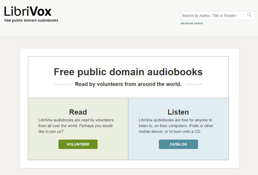 LibriVox סיפורים באנגלית לשמיעה אונליין